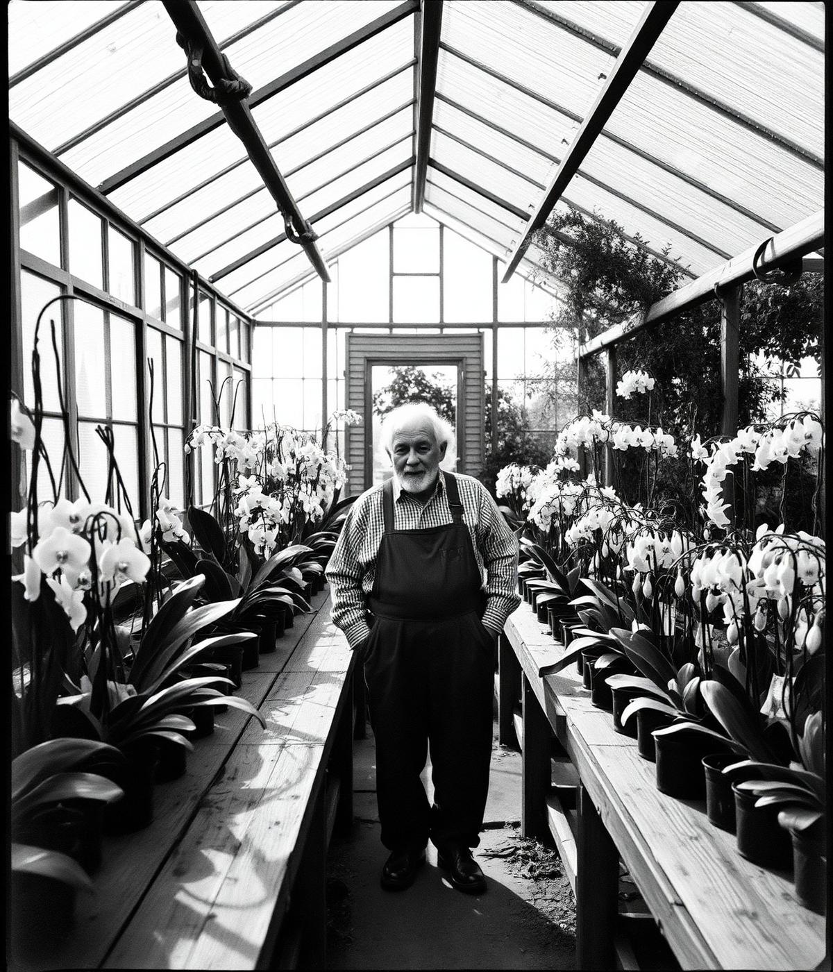 Margaret Odom in the original 1972 greenhouse